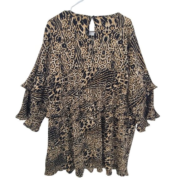 Simply Be NWT Women's pleated smock mini dress in leopard print Size 22 Glam - Picture 5 of 11